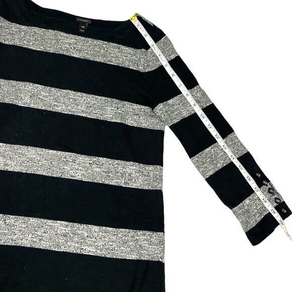 J. Crew Dress 3/4 Sleeve Heather Stripe Knit Button Detail Womens XXS Black Grey - Picture 8 of 12